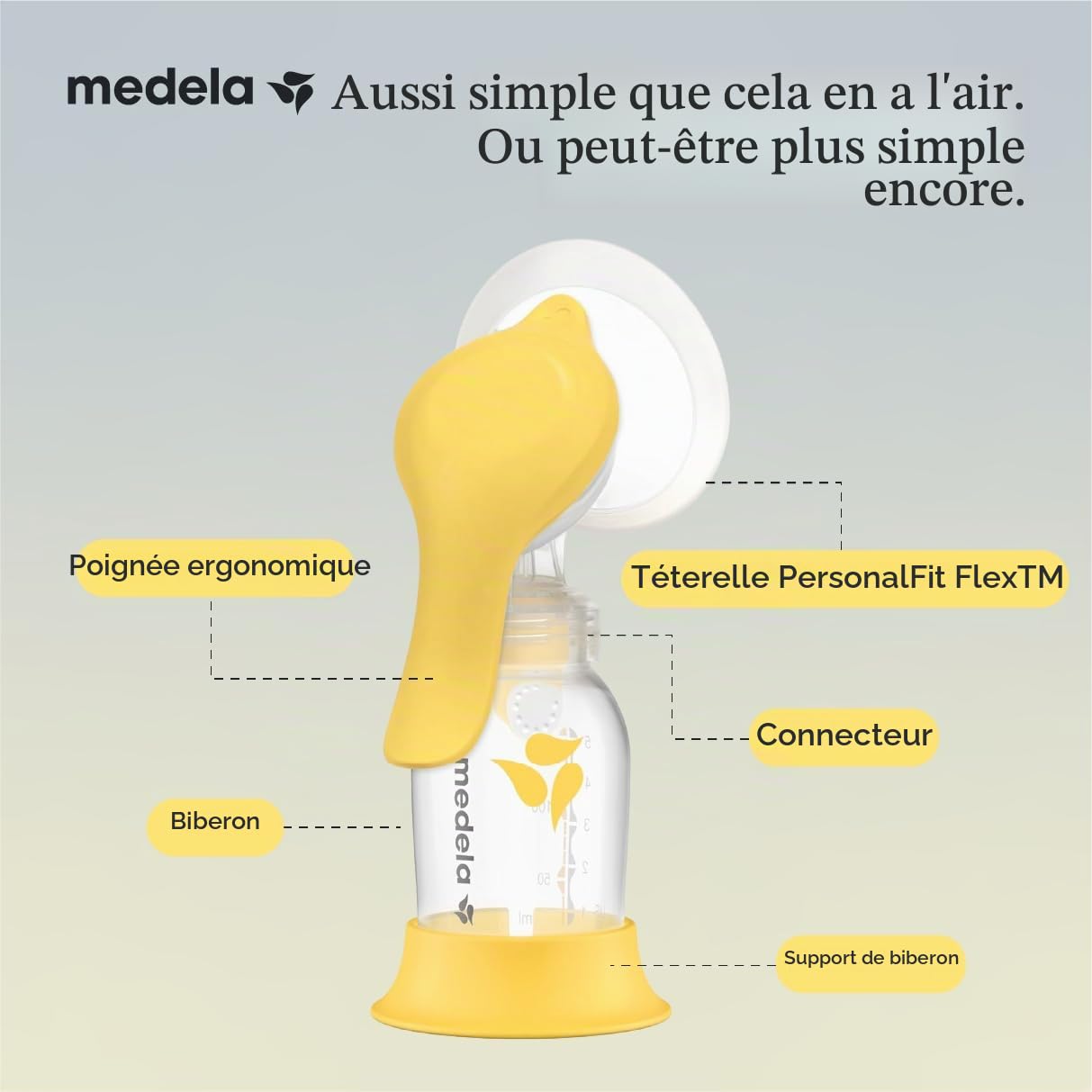 Medela Harmony Tire-lait manuel à une main avec boucliers flexibles pour plus de confort et d'exprimer plus de lait