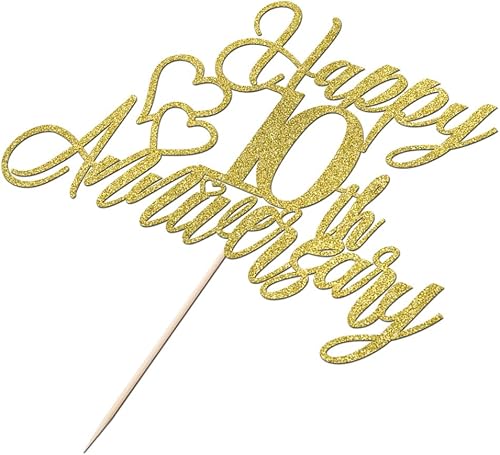 Miniatura 4 de Decoración para tartas de 10 aniversario, decoración de fiesta de 10 aniversario, 10 cumpleaños, 10 aniversario de bodasuministros de decoración de