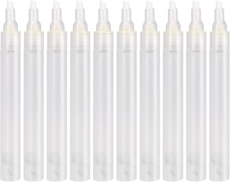 10 Pack Refillable Paint Pens 4.5mm Chisel tips | Clear Pen Barrel, Dual Tips, Rfillable Acrylic Paint Markers for Leather, Glass, Car for Furniture Decoration Painting Crafts