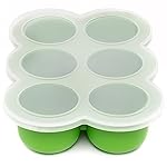 WeeSprout Silicone Freezer Tray with Clip on Lid Perfect Food Storage Container for Homemade Baby Food, Vegetable, Fruit Purees, and Breast Milk (Bright Green, Six 3 Ounce Sections)