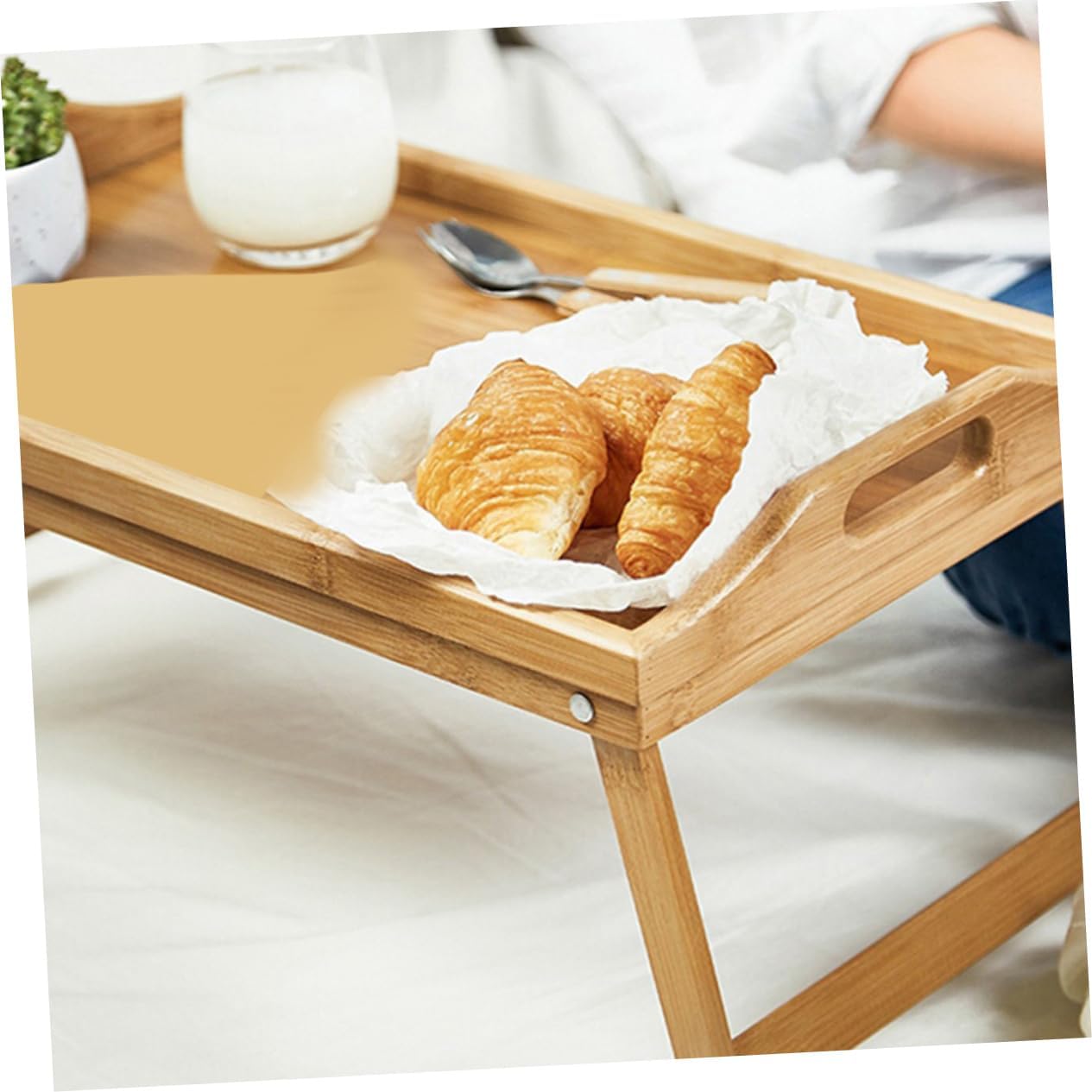 Foldable Bed Tray with Legs Multi Functional Laptop Desk Breakfast Serving for Working Eating Bed Height