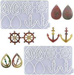 Anchor Rudder Earrings Pendant Silicone Mold, DIY Keychain Epoxy Resin Craft Mold, Nautical Theme, White, 2 Pack Z0036*2