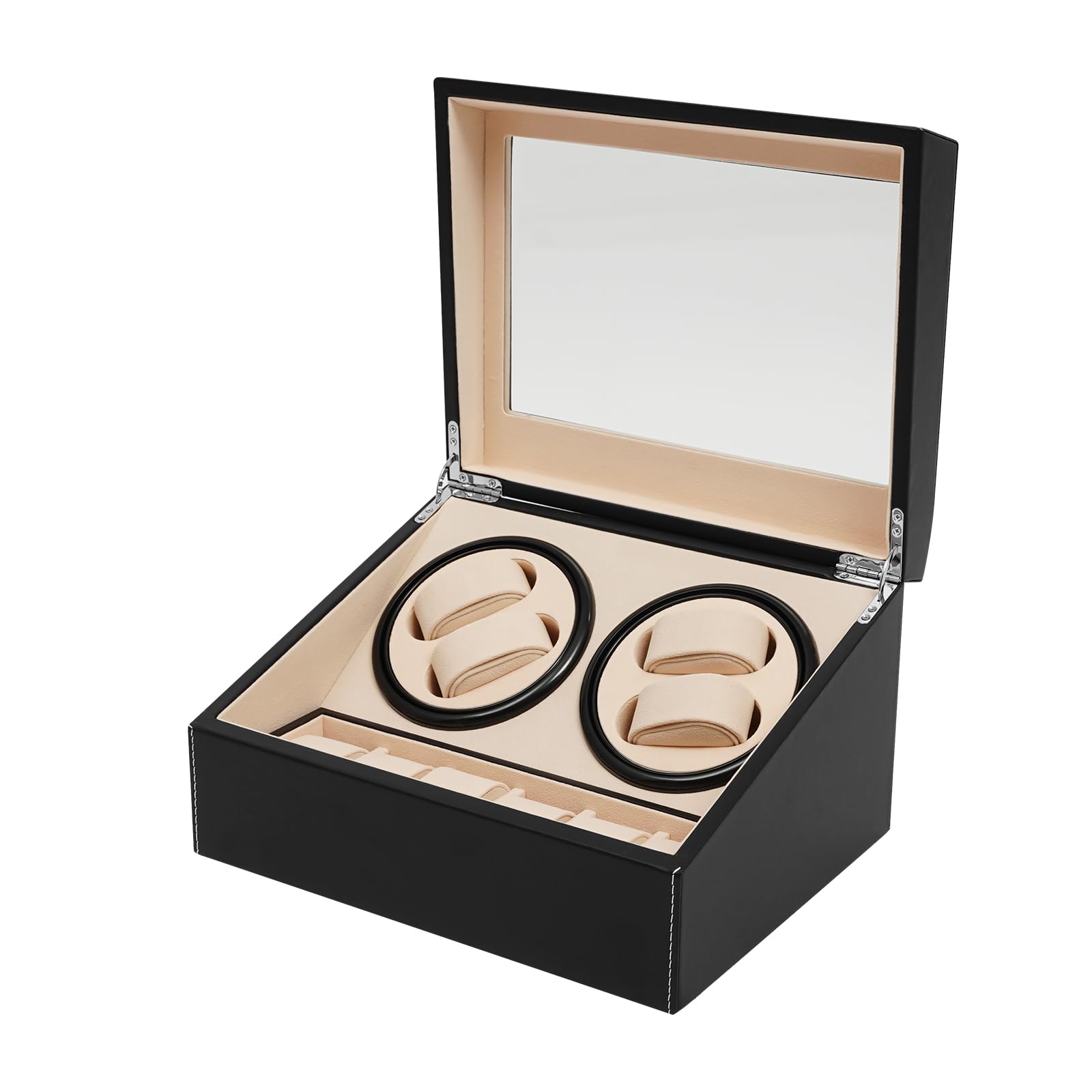 Caja giratoria automática para relojes con 4 movimientos+6 espacios de almacenamiento, caja giratoria para relojes vintage, color negro para tiendas de relojes y hogares