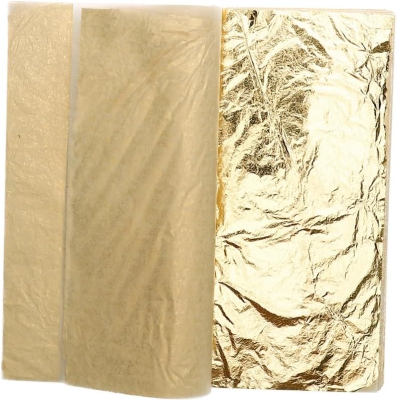 PERSELOSO 100Sheets Imitation for Art Crafts Gilding Decoration DIY Projects and Frame Finishing for Home Decor and