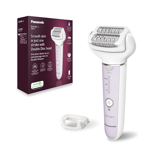 Panasonic ES-EY30-V503 Wet and Dry Epilator, Dual Disc with 60 Tweezers, Flexible 90° Rotatable Head, 3 Speeds and LED Light, 30 Minutes Operating Time, Wireless, Hair Remover.