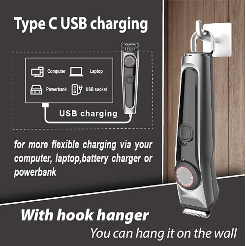 Premium Precision Beard Trimmer, Length Adjustable Blade Wheel, Stainless Steel Blade For Precision Facial Hair Trimming With Indicator Light, Cord & Cordless Use, Type C Usb Charging, Gifts For Men #TOP4