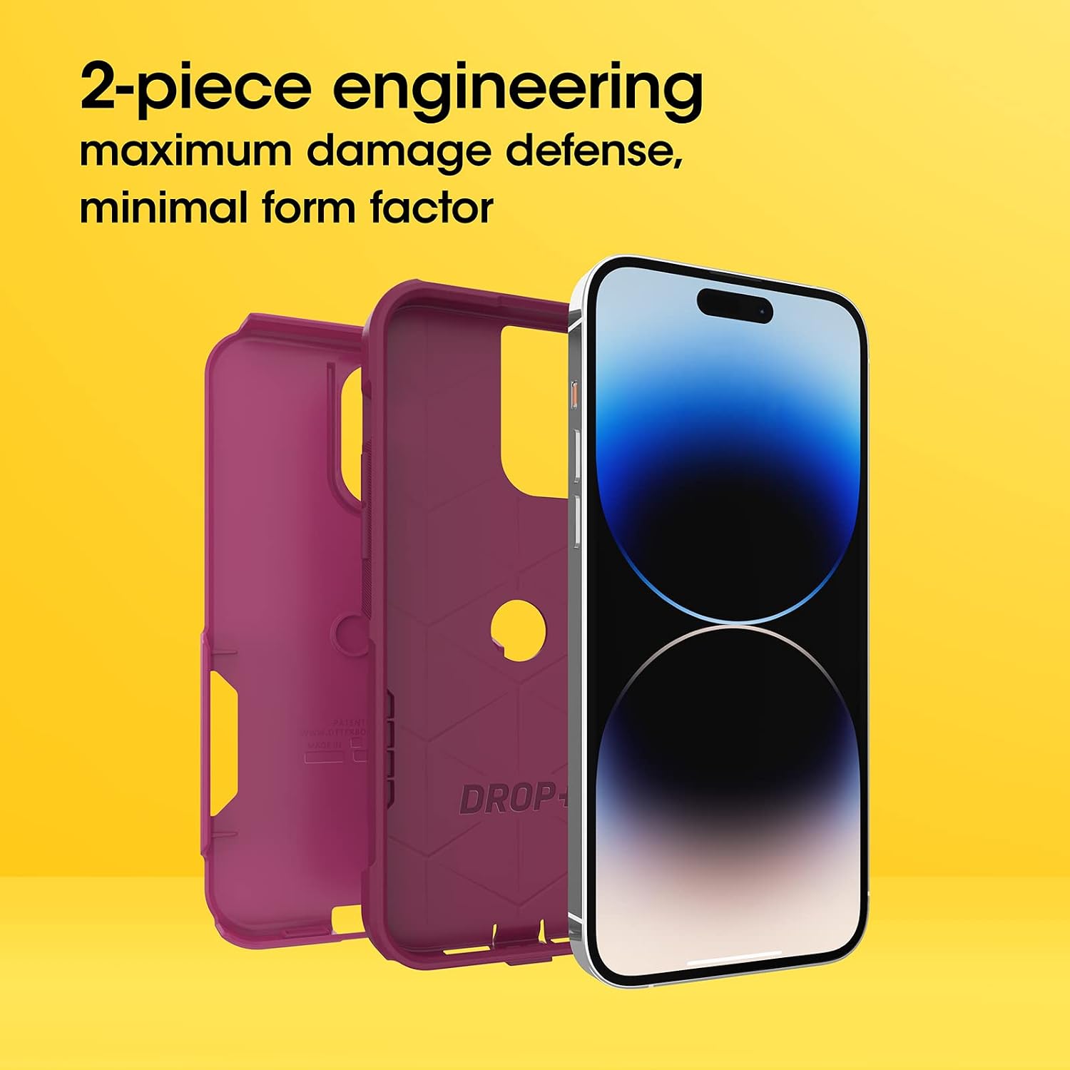 Condition photo showing New/Like New for otterbox iphone 14 pro max (only) commuter series case - into the fucshia (pink), slim & tough, pocket-friendly, with port protection
