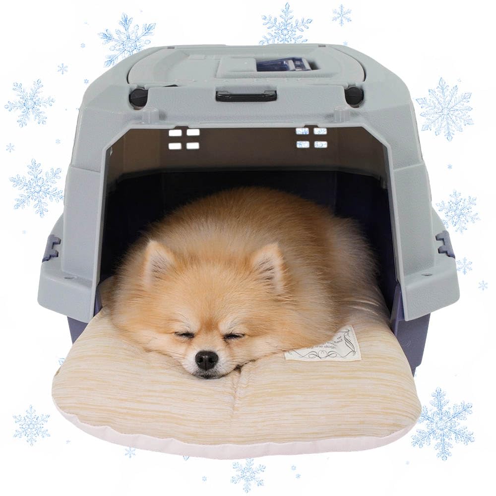 Helen's Pet Bed Cooling Dog Crate Bed with Chin Rest, Reversible Washable Crate Mat for Extra Small Dogs, Multi-Fit Cushion for Crate, Carrier & Pet Backpack Carriers, Caramel, XS (Label: S JP Size)