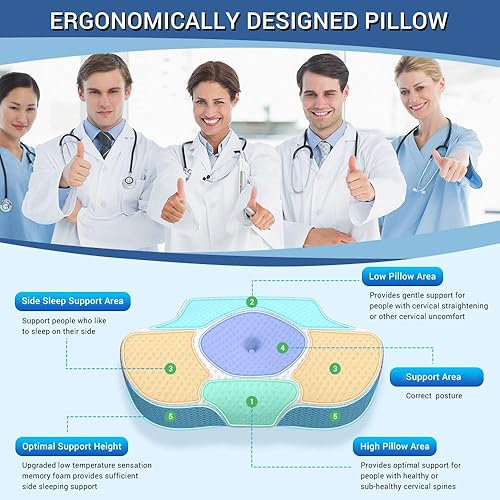 Miniatura 2 de Almohadas para dormir de lado para adultos, almohada cervical para aliviar el dolor de cuello, almohada ergonómica para aliviar el dolor de dormir,