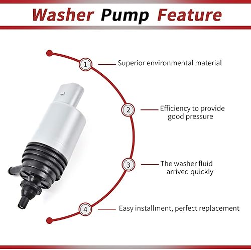 Miniatura 6 de OTUAYAUTO 67127302589 Bomba de lavado de parabrisas - Repuesto para BMW E90, E60, 525i, 328i, 325xi, 335i, 325i, M3, M5, M6- Bomba de líquido de