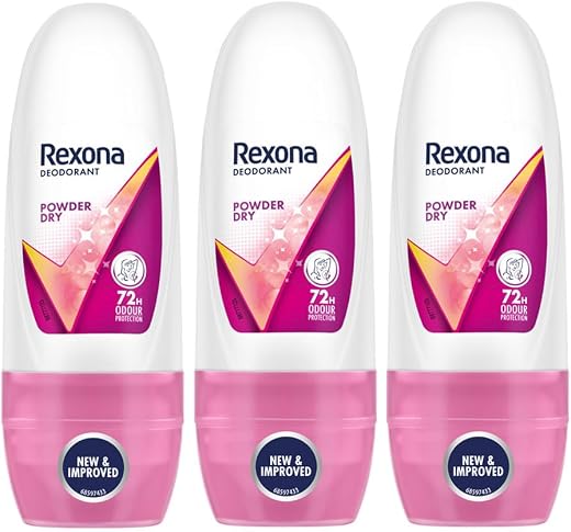 Rexona Powder Dry Underarm Roll-On Deodorant for Women | 72 Hours Long-Lasting Odour Protection | 0% Alcohol, Safe on Skin...