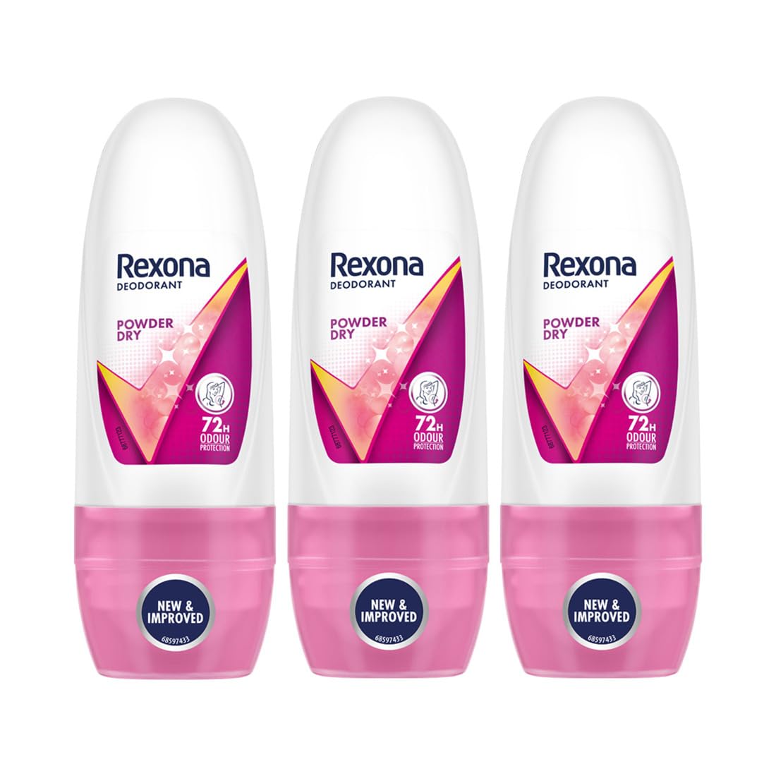 Rexona Powder Dry Underarm Roll-On Deodorant for Women | 72 Hours Long-Lasting Odour Protection | 0% Alcohol, Safe on Skin | 25ML (Pack of 3)-picture-21