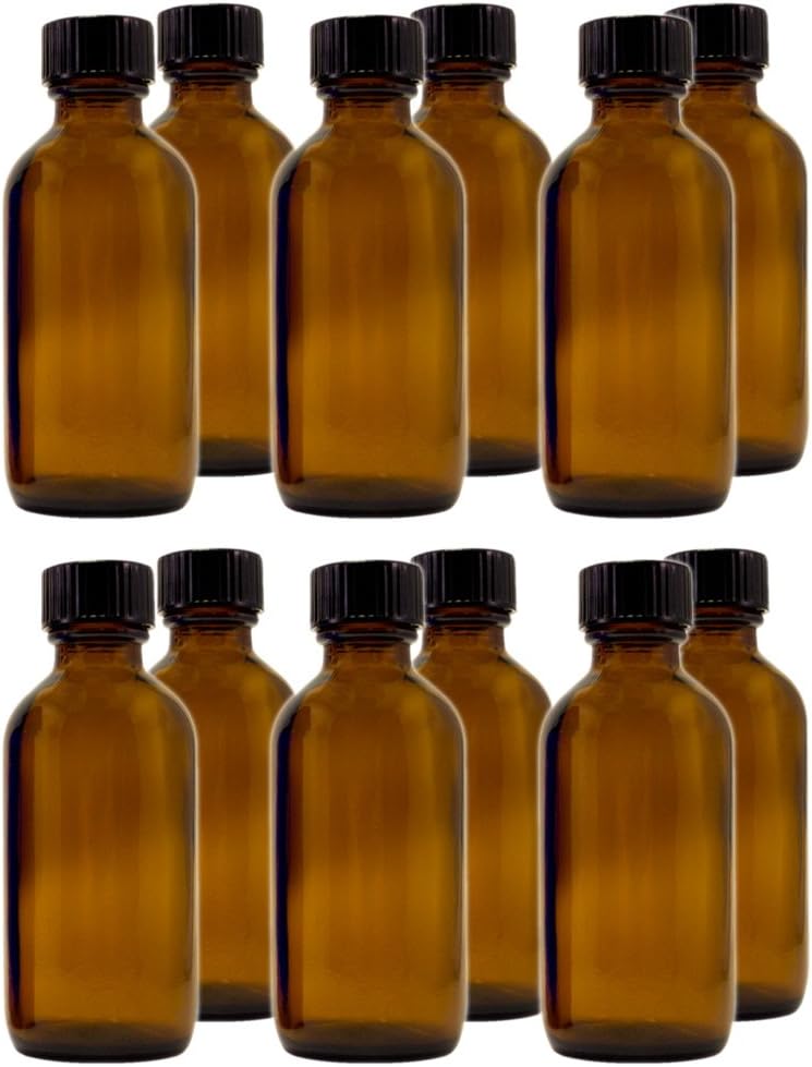 Premium LifeLB165-2 Boston Round Bottles, 2 oz. (Pack of 12)