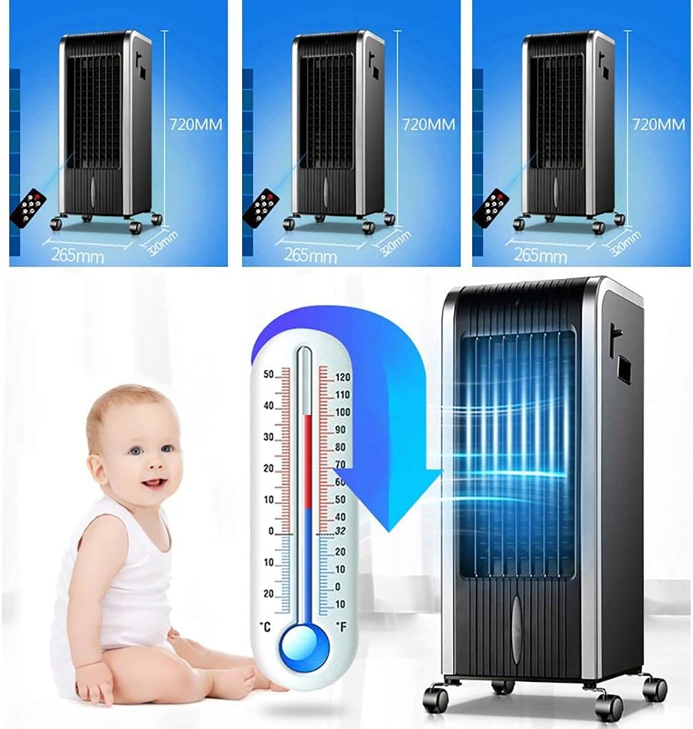 Air Cooler for Home Office Cold hot Air Conditioner Household Mobile Air Cooler Purification Humidification 8h Timer 3 Wind Speed 7L Water Tank 4 in 1 Water Cooling Silver Black