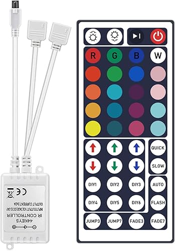 SIXDEFLY Control remoto inalámbrico IR de 44 teclas, caja de control rectificador, para 5050 3528 2835 RGB luces de tira LED cinta flexible