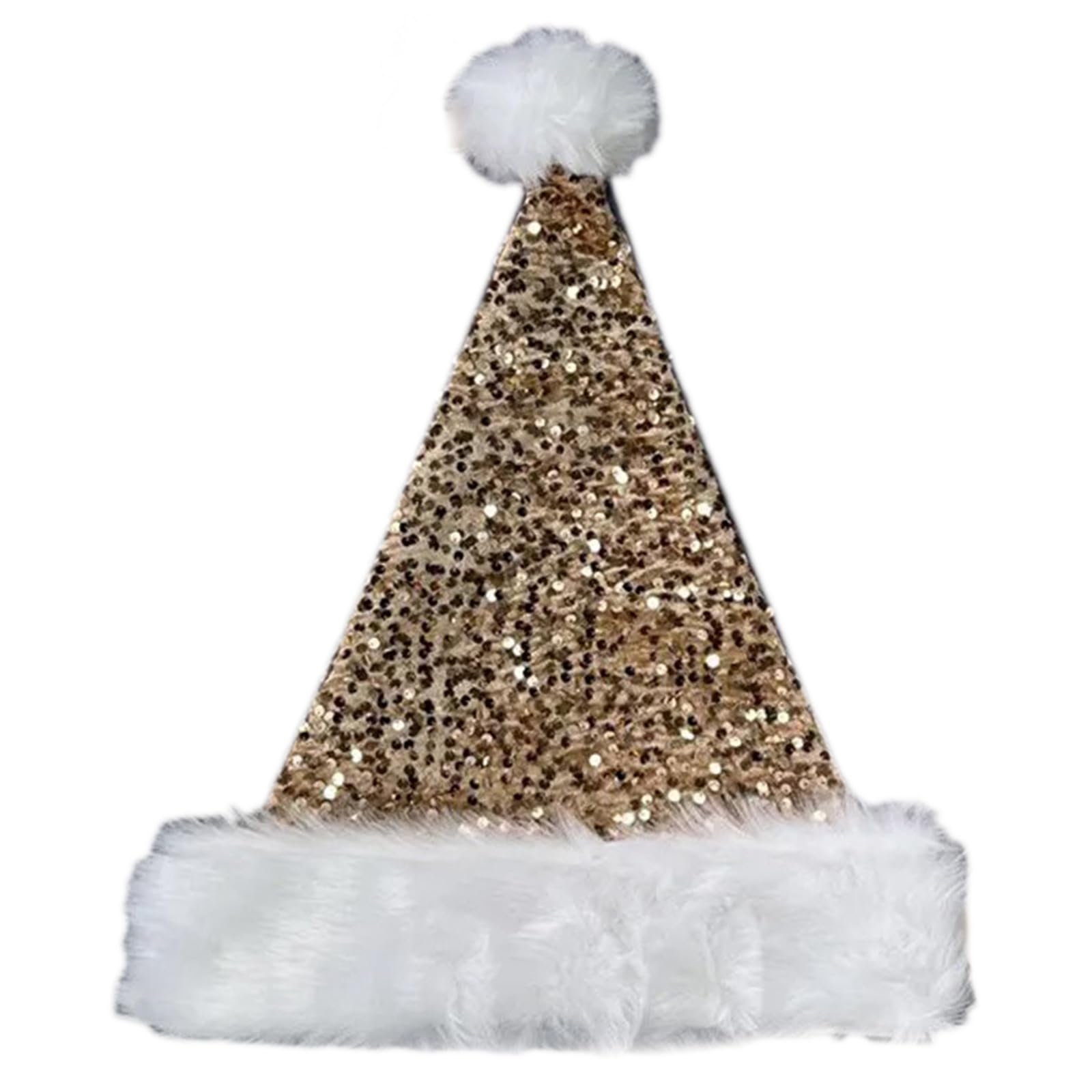 Elnwnnkc Champagne Christmas Santa Hat Sequins And White Furry Brim For Christmas Parties Dress Up Cosplay Sequins Studded Santa Hats Adult
