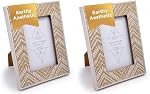 Truu Design Boho Print Picture Frame, Ideal for Tabletop Display, Lightweight Photo Frame with Glass Cover, 4" x 6", Ivory