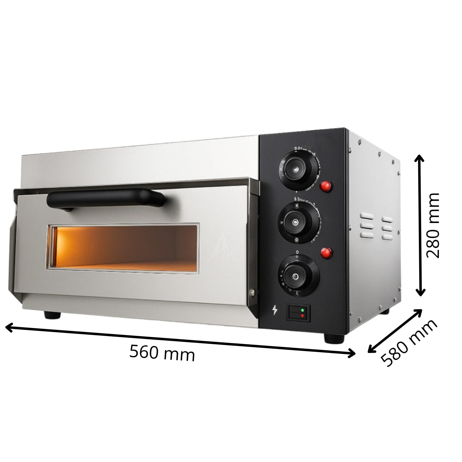 Four à Pizza Électrique Compact Ø40 cm - 2000W - Pierre Réfractaire - Température 350°C - Inox