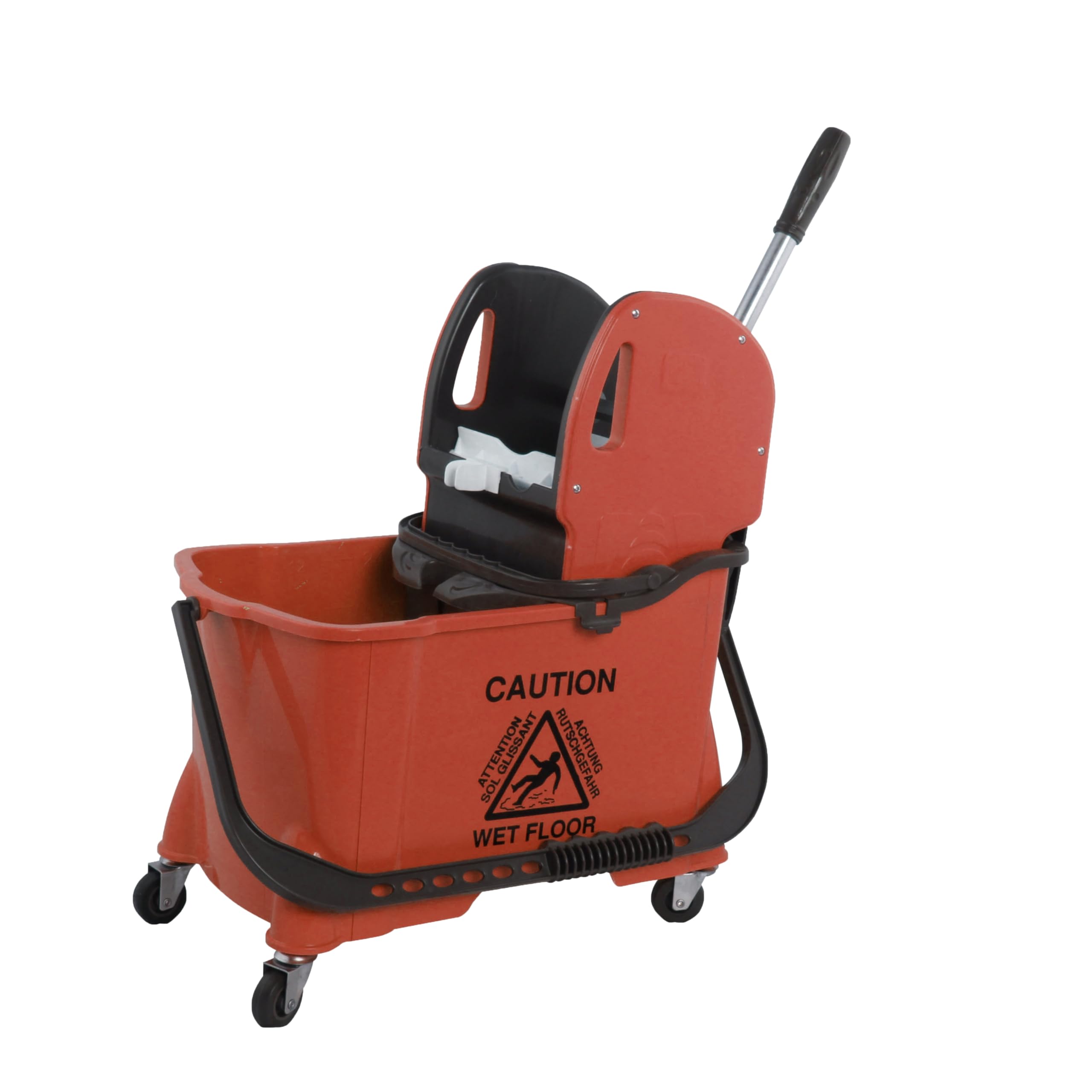 Carrito de Limpieza con Prensa para Fregona - Cubo de 24L y Cubo de 10L | Separación de agua higiénica - Cubo de 10L adicional con sistema de clic - Ruedas, asa y diseño compacto resistente