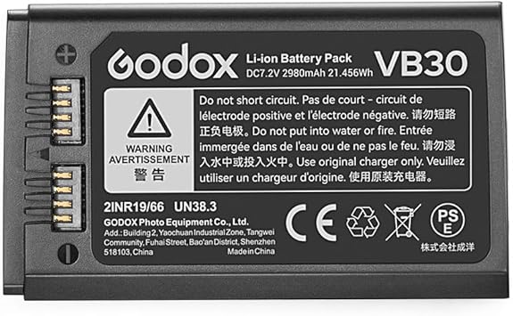 GODOX VB30 Battery 7.2V/2980mAh Li-ion Battery, Type-C Charge Compatible V100C V100N V100S V100F V1C V1N V1S V1ProC V1ProN V1ProS V860III V850III Camera Flash Speedlite VB30