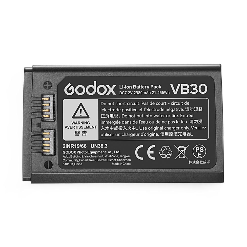 Godox VB30 Batterie Li-ion V100 V1Pro V1 PRO 7,2 V/2980 mAh pour Godox V100 V1PRO-S V1PRO-N V1PRO-C V1PRO-F V1PRO-O V1PRO Flash et V1 V860III V860III-S V860III-C V860III-C V860IIIII. I-N V86 0III-F