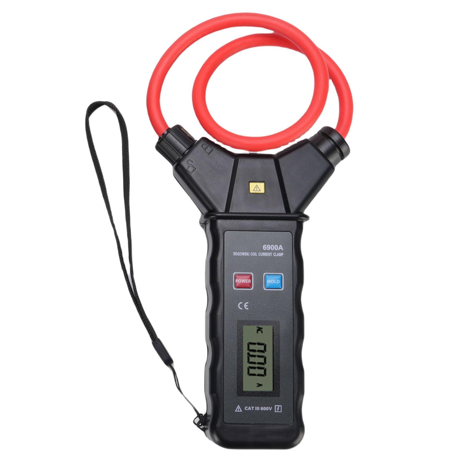 Fafeicy Pinza Amperimétrica Flexible de Corriente CA, Material ABS, Función de Retención de Pico, Pantalla LCD Retroiluminada, Medición de 5000 A 6000 V para Electricistas y Técnicos