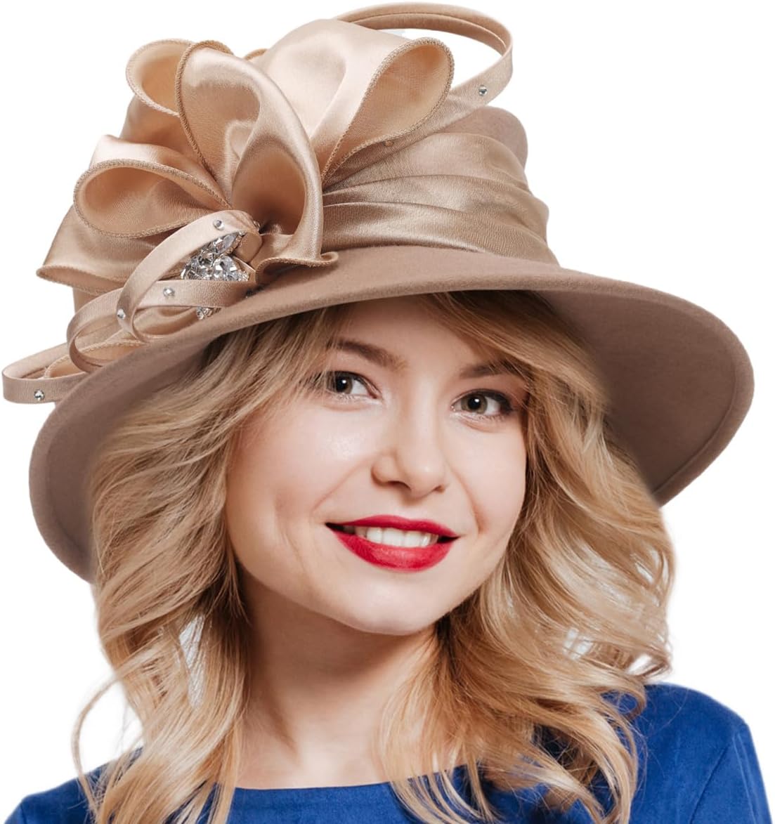 Women Wool Felt Dress Party Hats for Fall, Winter Church Hats 1920s 1950s 60s