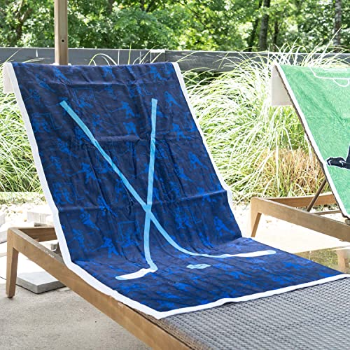 ChalkTalkSPORTS Hockey Premium Beach Towel | Blue Crossed Hockey Sticks
