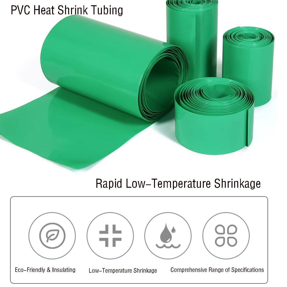 Rurka termokurczliwa, Rurki termokurczliwe PCV Zielone płaskie 7-23 mm 5 m Izolacja wodoodporna(9mm(5m))