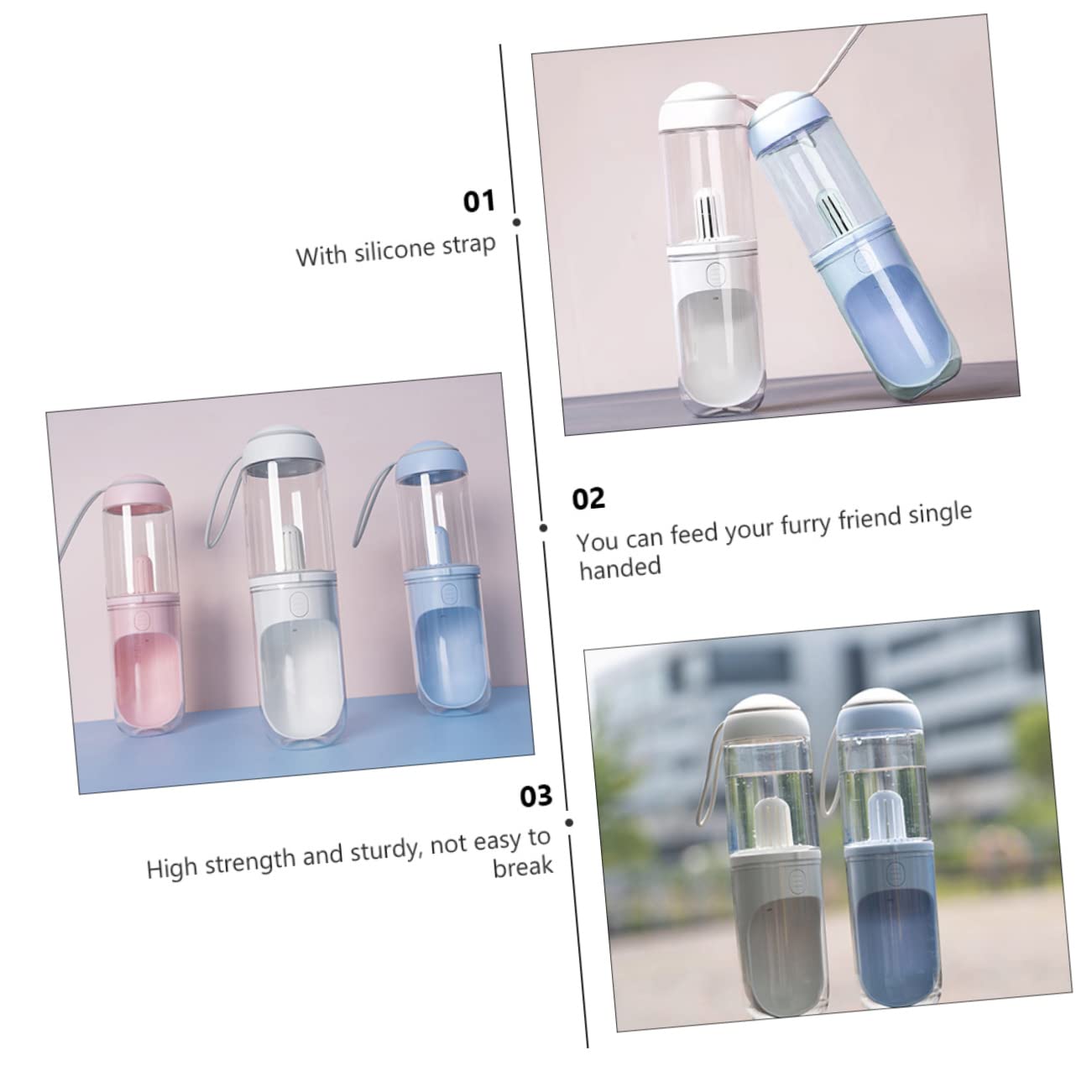 BESPORTBLE Borraccia per Cani e Gatti da Viaggio 330ml, Dispenser d'Acqua Portatile, Struttura Robusta e Anti-Polvere, per Uscite e Passeggiate
