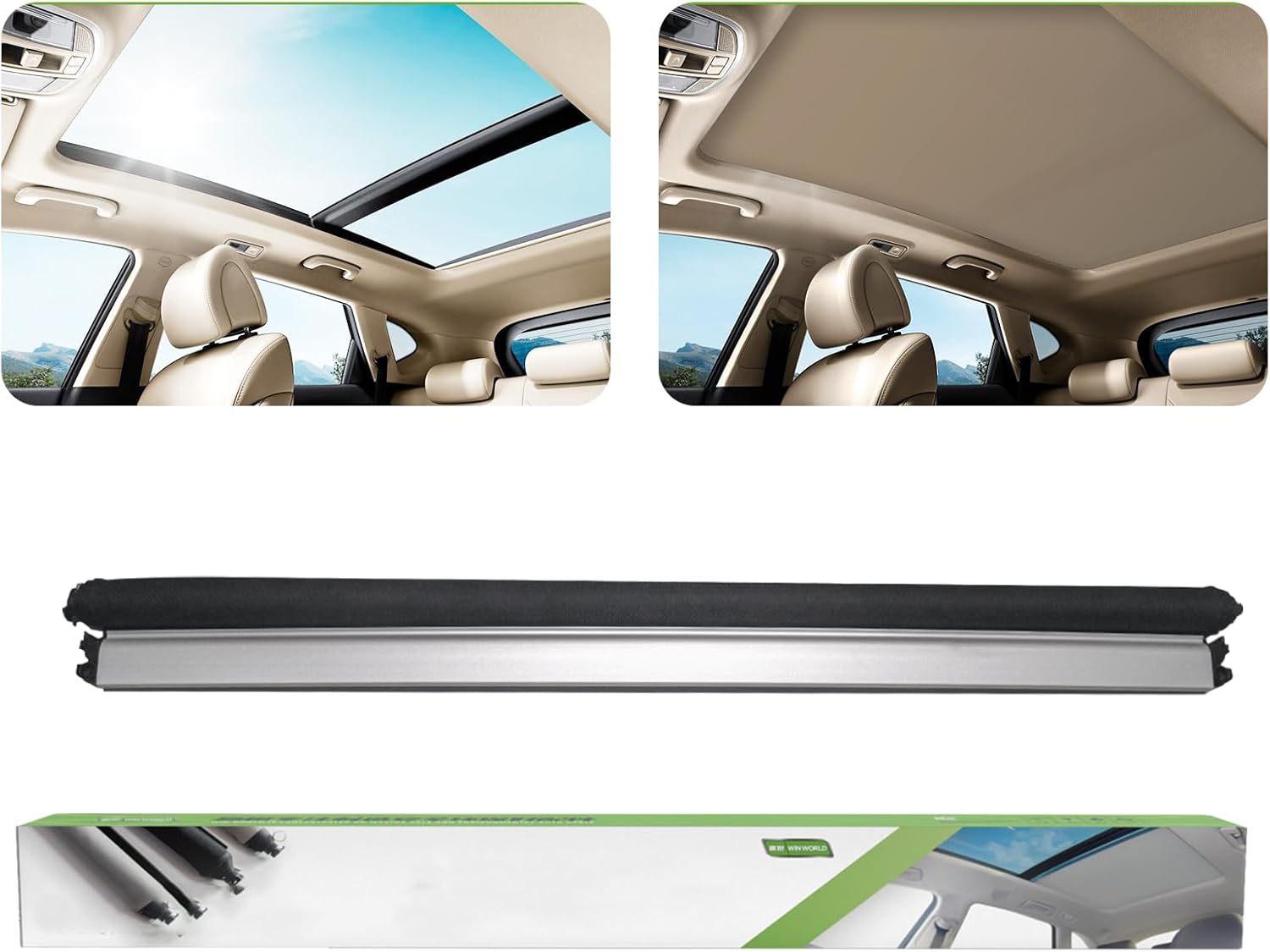 4N48773081NX Car Sunroof Roller Shutter Assembly for Audi A8 S8 A8L, Sunroof Sunshade Breathable Sun Protection 2012-2018 （Black）