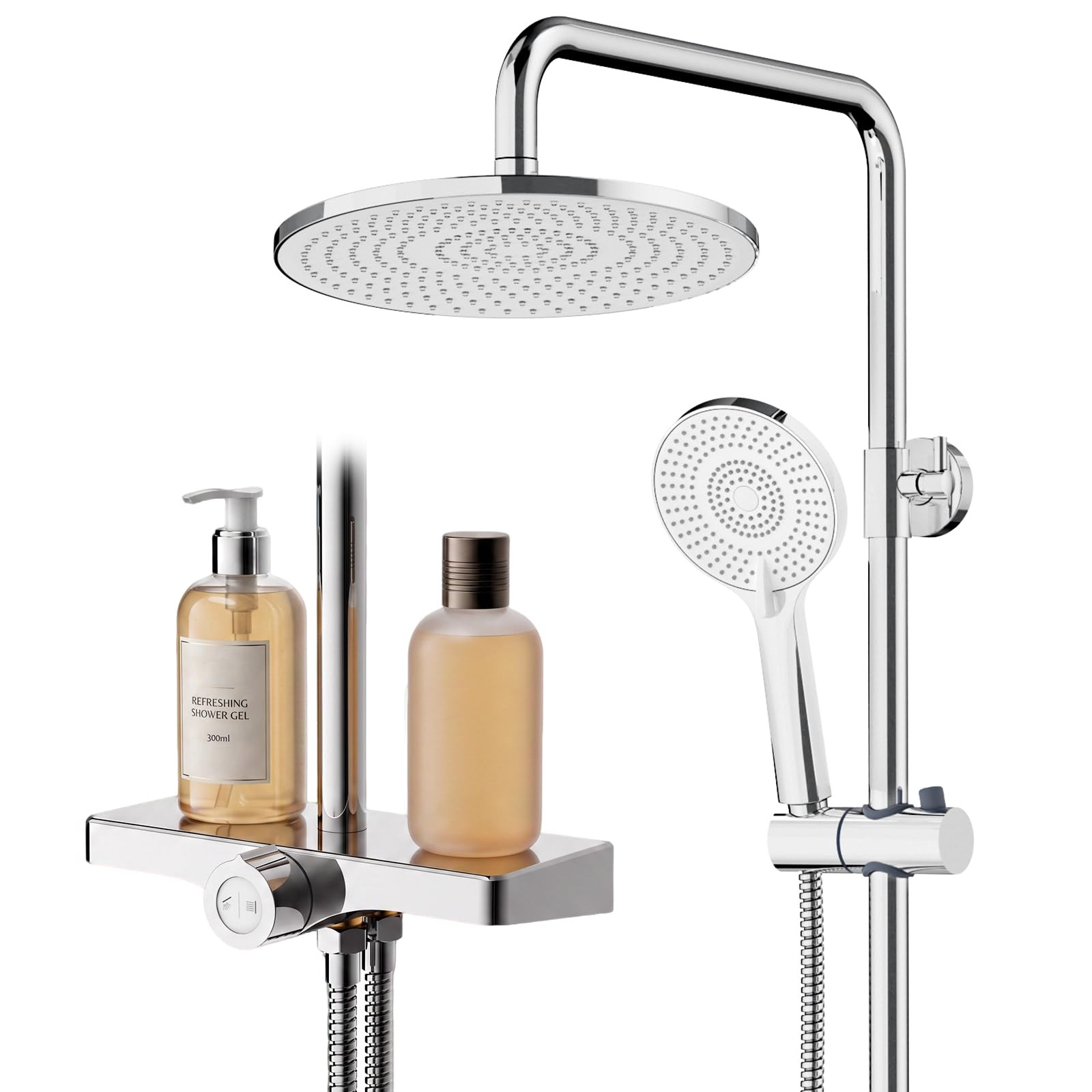 Rainsworth Regendusche ohne Armatur mit 25 cm rundem Regenduschkopf Chrom