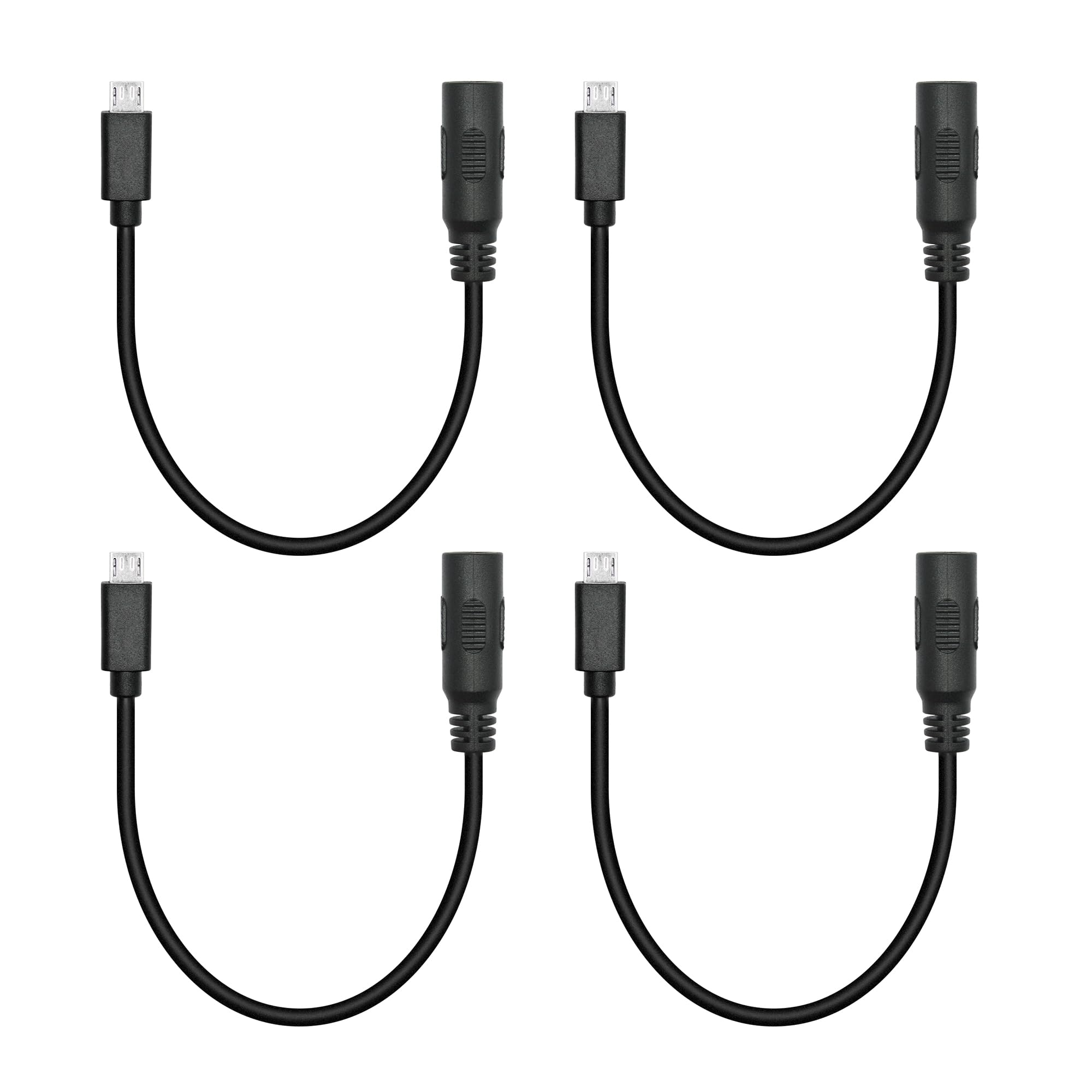 4 Câbles DC 5,5x2,1 Mm Femelle Vers Micro USB Mâle - 6 Pouces / 15 Cm - 5V 3A Max - Pour Alimentation Appareils Faible Puissance