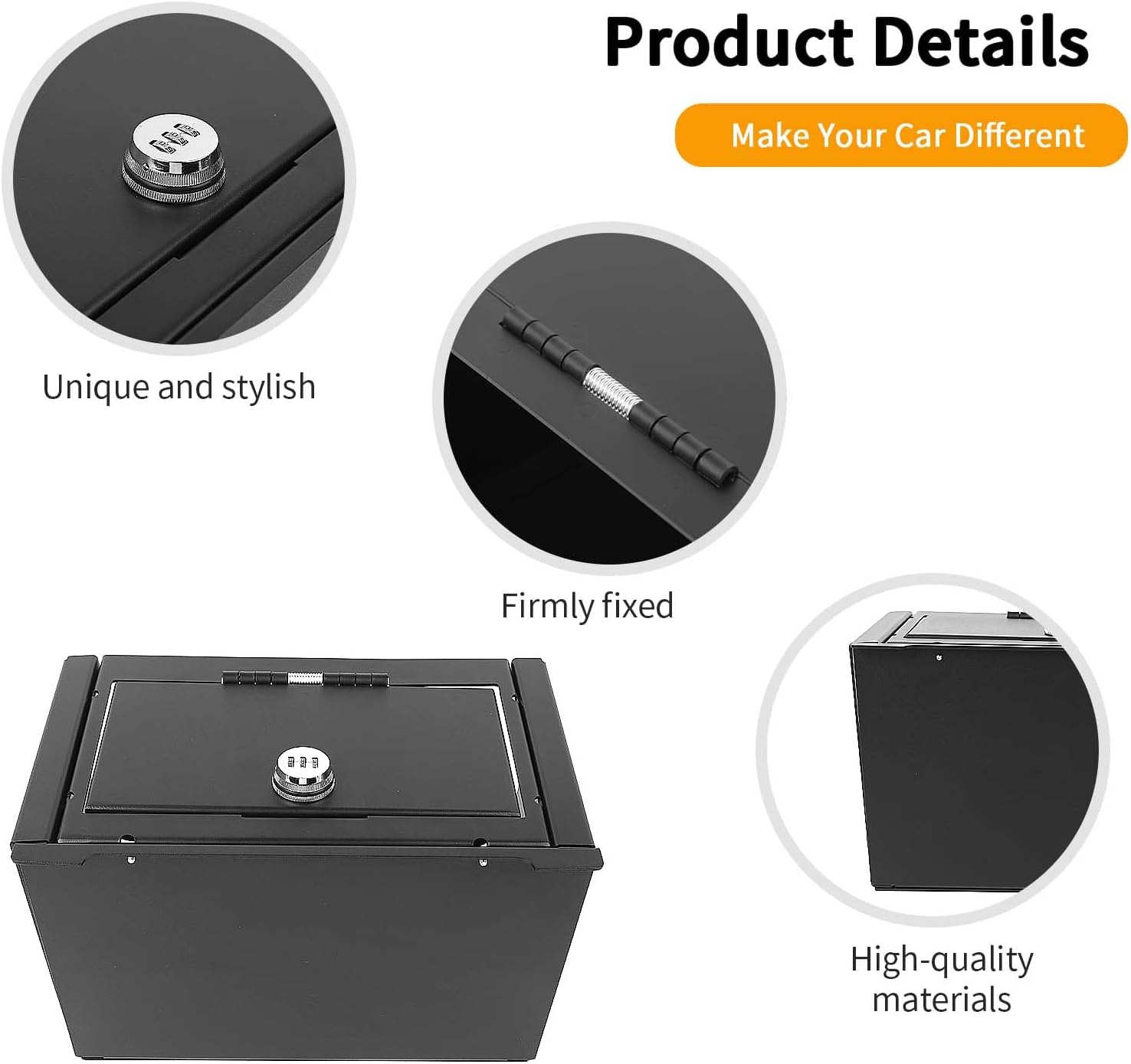 Hoolcar Center Console Armrest Locking Storage Safe Box Armrest Organizer Gun Safe Box with Password Compatible with Chevrolet Silverado Sierra GMC 2014-2018, Interior Accessories