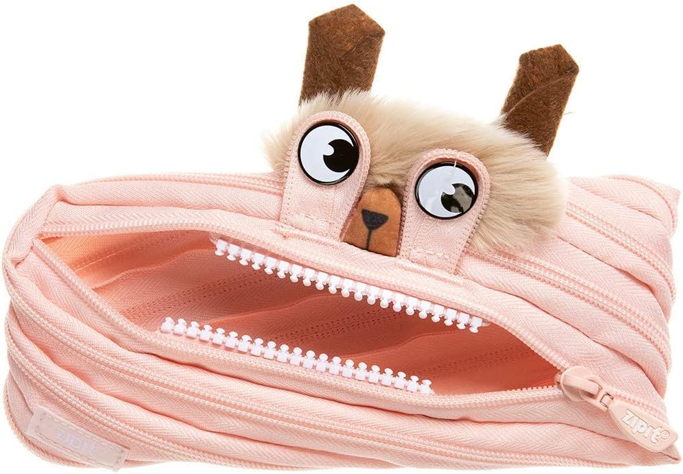 ZIPIT Llama Pencil Case for Girls | Pencil Pouch for School, College and Office | Cute Pencil Bag (Peach)