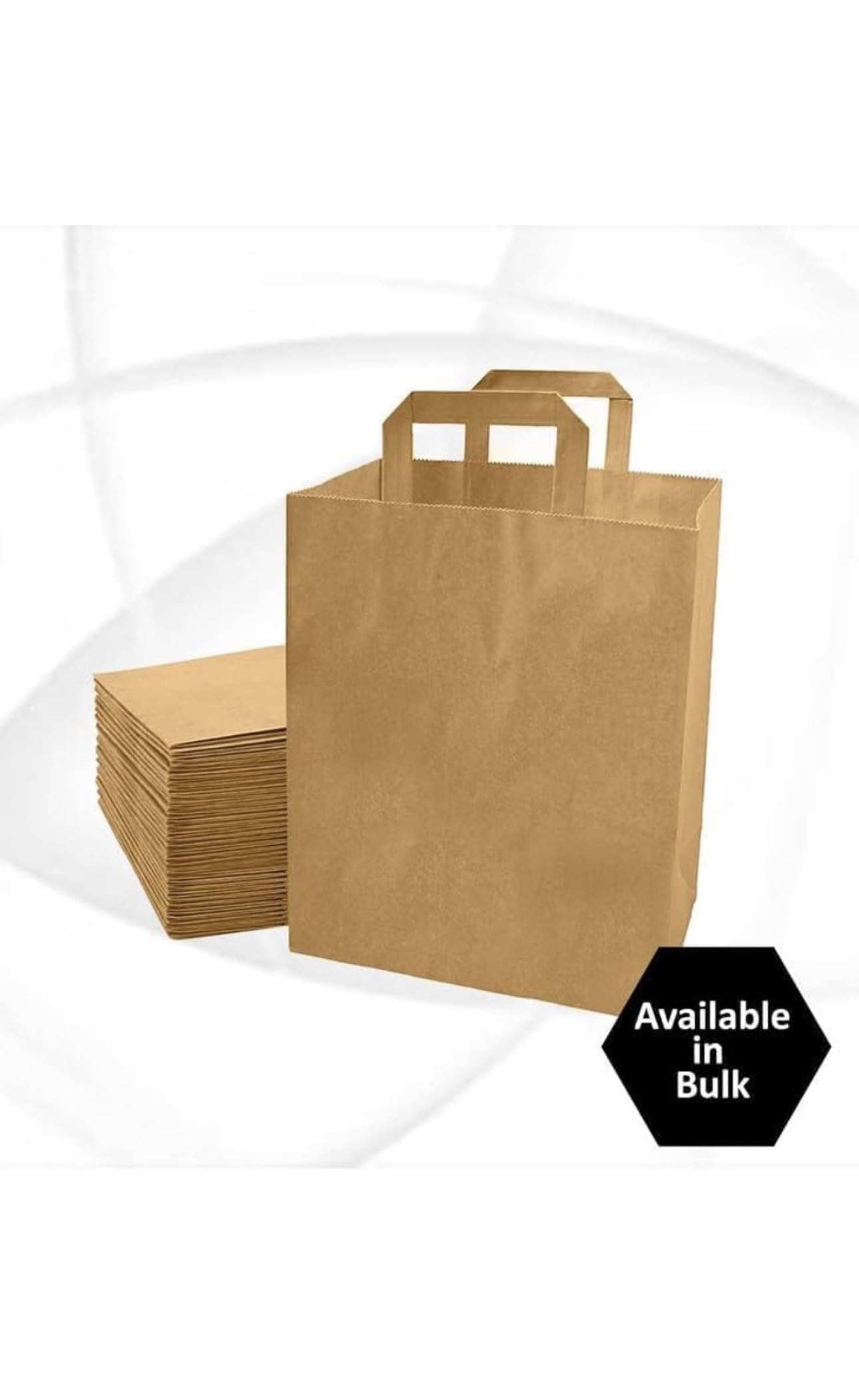50 Pcs Brown Paper Bags With Handles,100GSM, Medium Paper Gift Bags for Present, Eco-Friendly Kraft Carrier Bags, Christmas, Easter, Birthday Parties