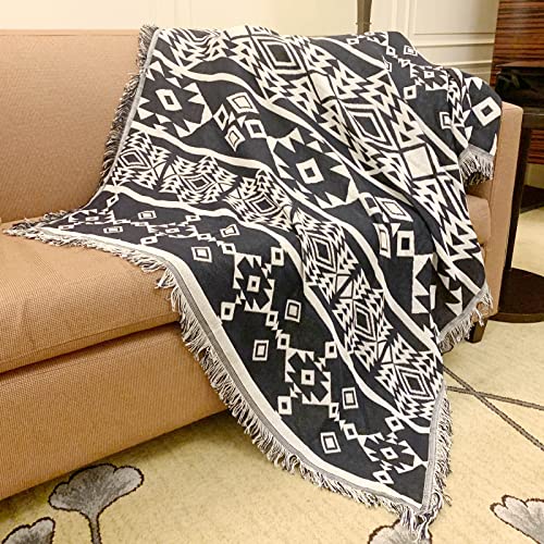 Cadoca Boho Throw Blankets Knitted Tassel Blankets With Native American Decor Patterns 50"X70", Bohemian Southwest Navajo Aztec Design For Sofa Chair Couch Outdoor Travel Camping Beach Bed Throws #TOP1