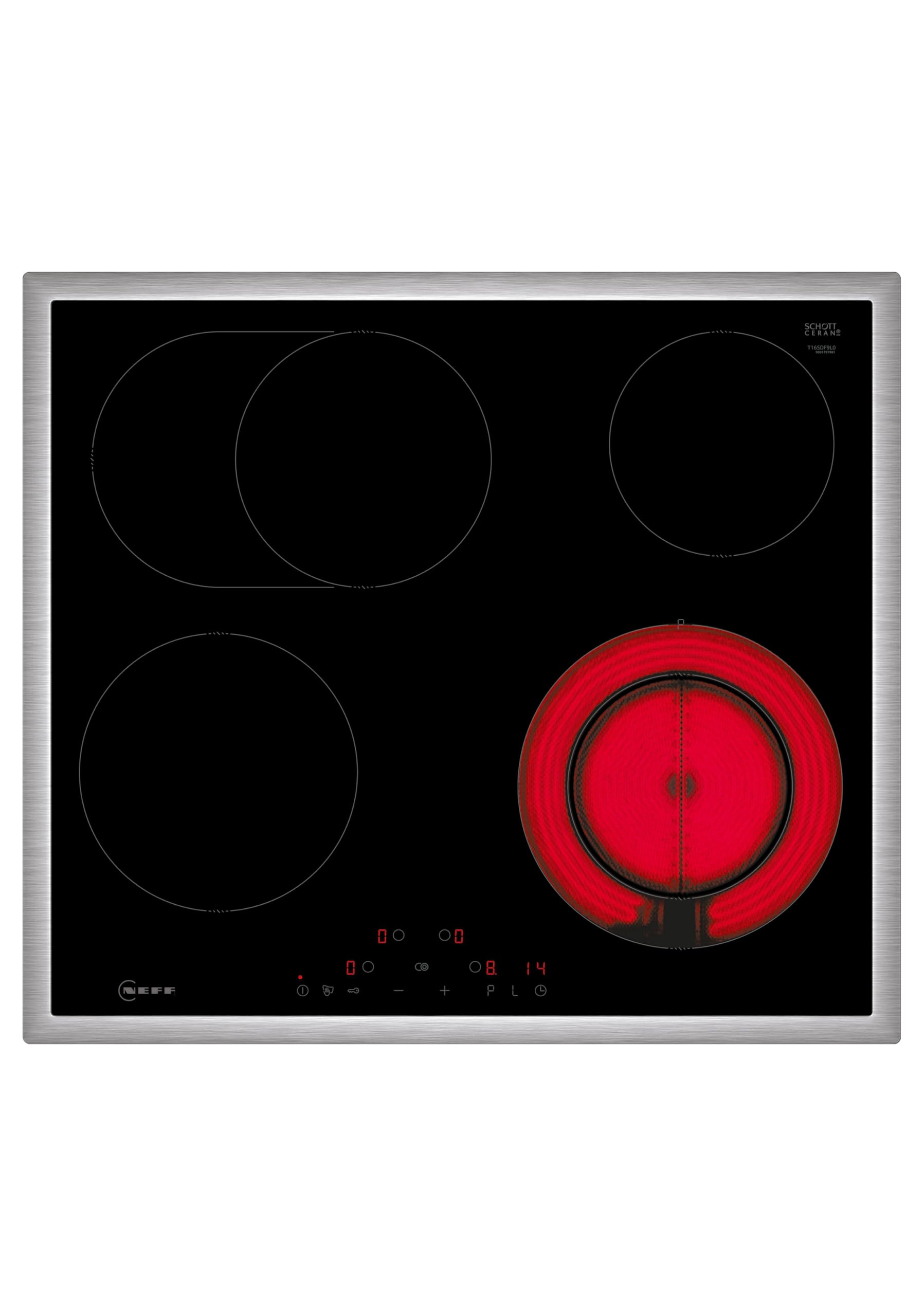 NEFF T16SDF9L0, N 70, Elektrokochfeld, autarkes Glaskeramik-Kochfeld 60 cm breit, Touch Control, Powerstufe, Bräterzone, aufliegend, Schwarz