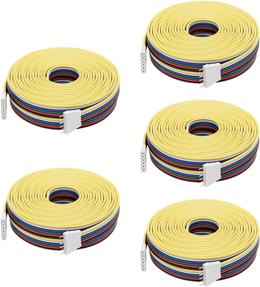 BTF-LIGHTING 5 Pack 22AWG 6 Pin JST Male to Female Plug LED Connector 6 ...