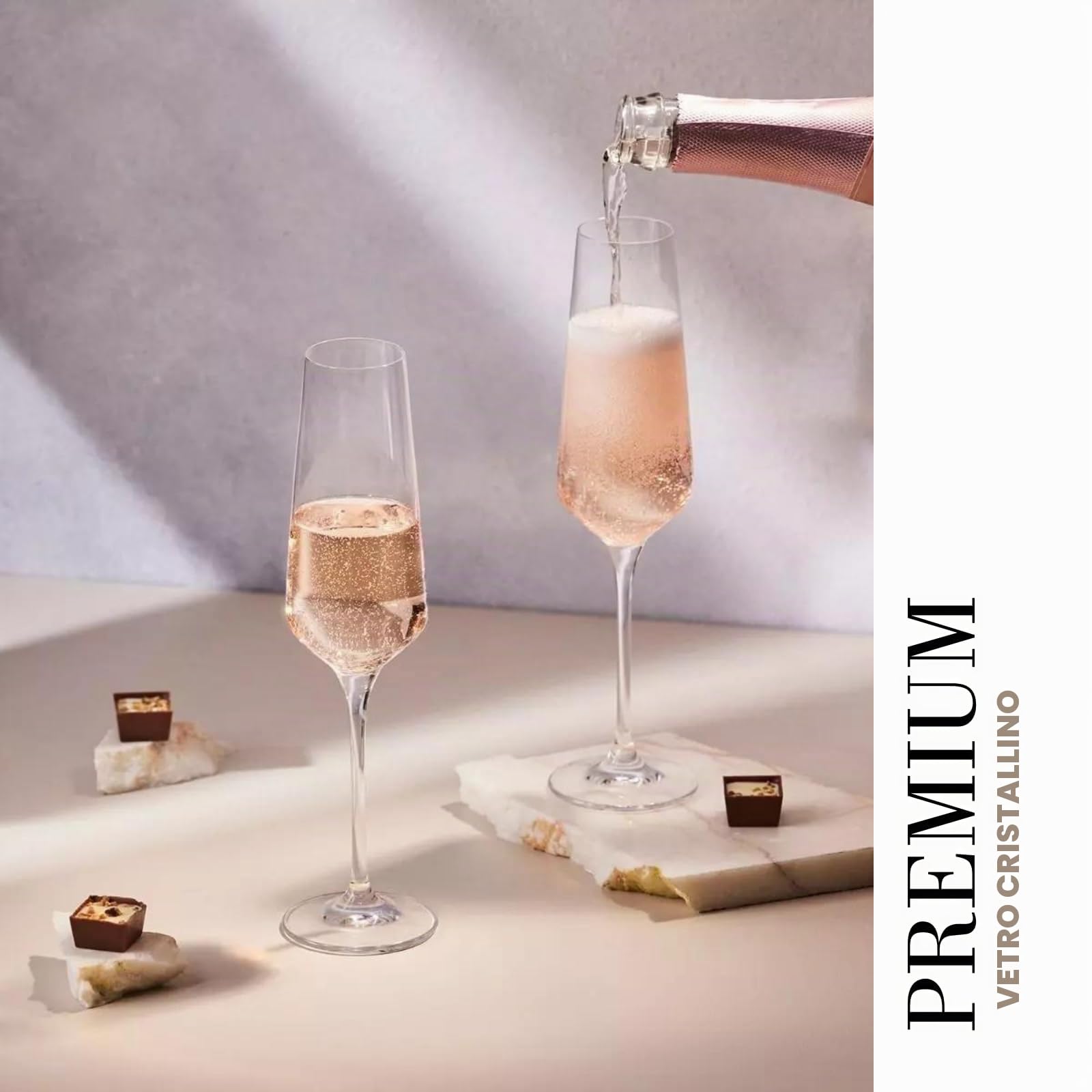 KROSNO Bicchieri da Champagne Set di 4, 200 ml, Collezione Avant-Garde | Flûte da spumante, Calici da prosecco, cocktail, Cristallo senza piombo, Lavabili in lavastoviglie, Cristalleria eleganti