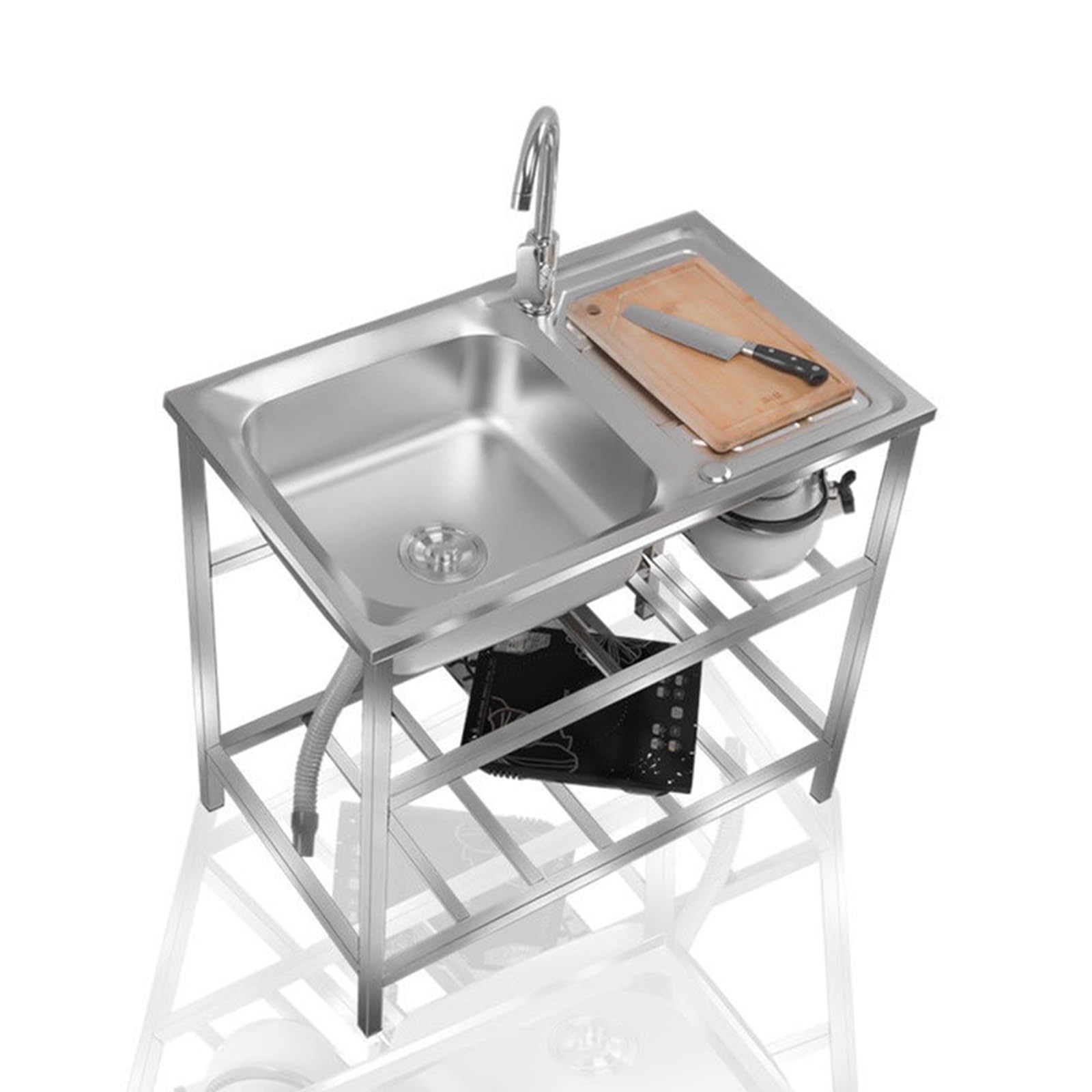 Évier en acier inoxydable 304 avec robinet pour cuisine et extérieur