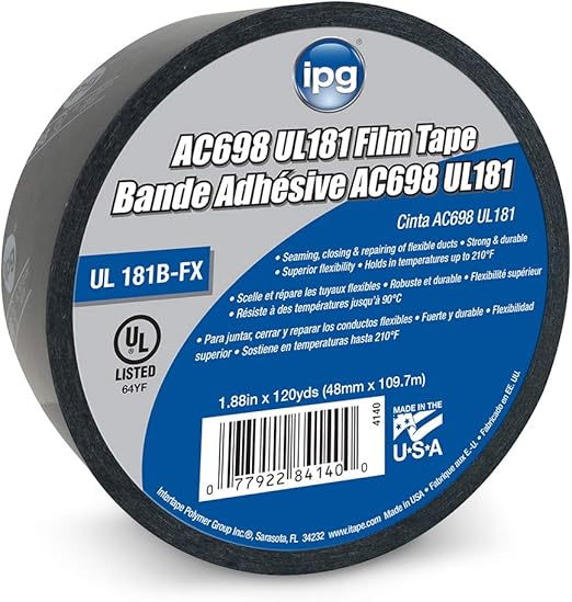 Ipg Ac698 Ul181 Printed Film Metalized Hvac Tape 1 X 1 Yd Single Roll Masking Tape Amazon Com