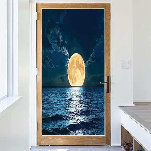 Vista 39 de Tropic - Película 3D para ventana, palmeras tropicales oceánicas en isla soleada, imagen panorámica, para puerta de cristal, baño, sala de estar