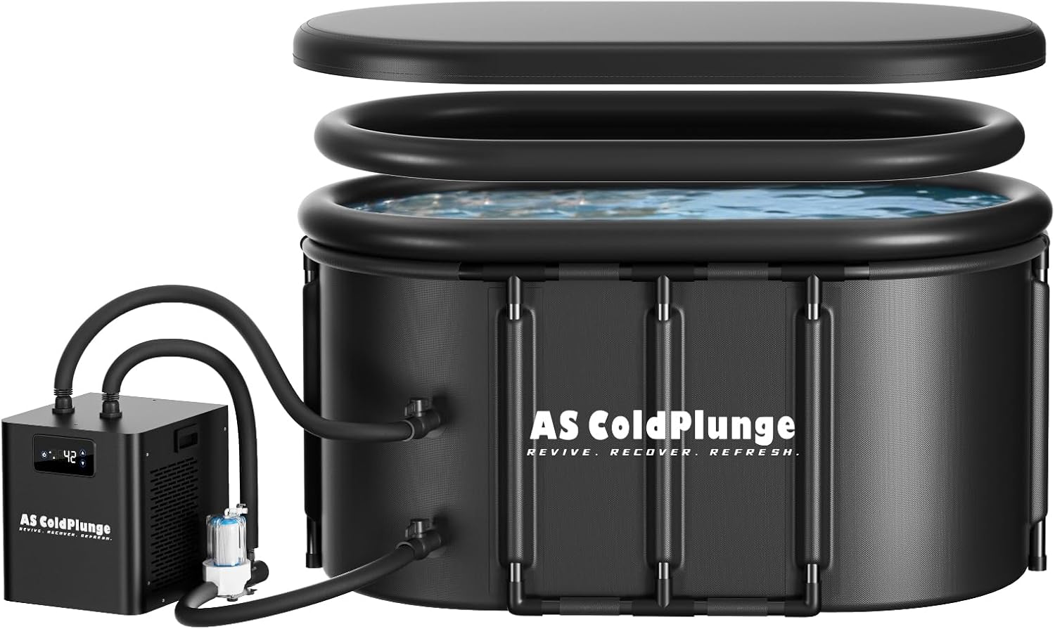 AS ColdPlunge Ice Bath Chiller & Cold Plunge Tub Kit, 1/3HP Cold Plunge Chiller with External Pump & Filter, XXL 148Gal Upgraded Ice Pod, Cold Plunge Tub with Water Chiller for Cold Therapy Recovery