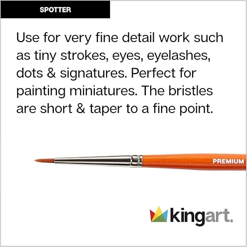 Miniatura 2 de KINGART Radiant 6650 Spotter Series Pinceles sintéticos dorados prémium para acrílico, óleo y acuarela (paquete de 2)