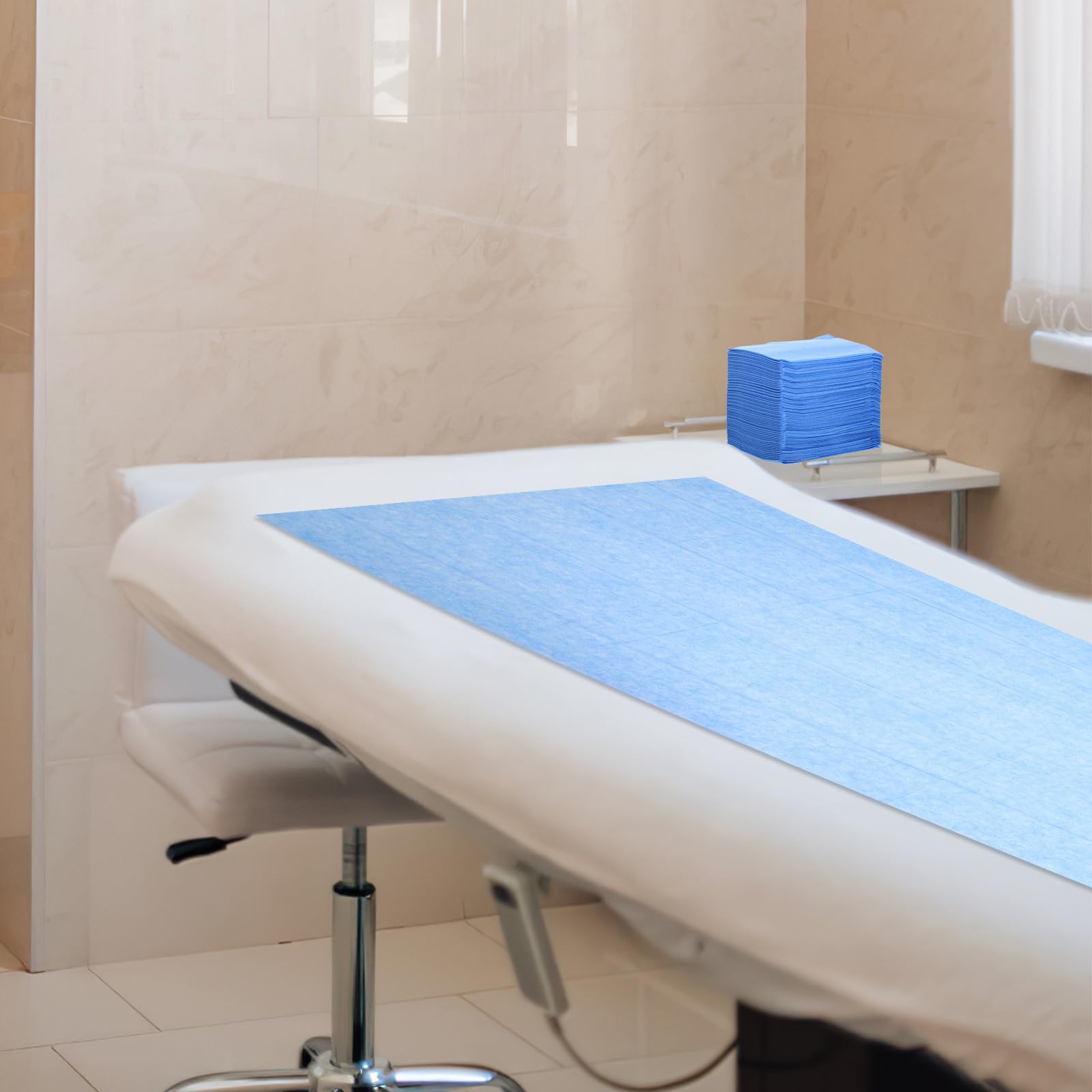 TEHAUX 100 Unidades Sábanas Desechables para Masajes de 80x180cm en Color Azul, No Tejidas, Suaves y Amigables Piel, Ideales para SPA y Salón, Paquete