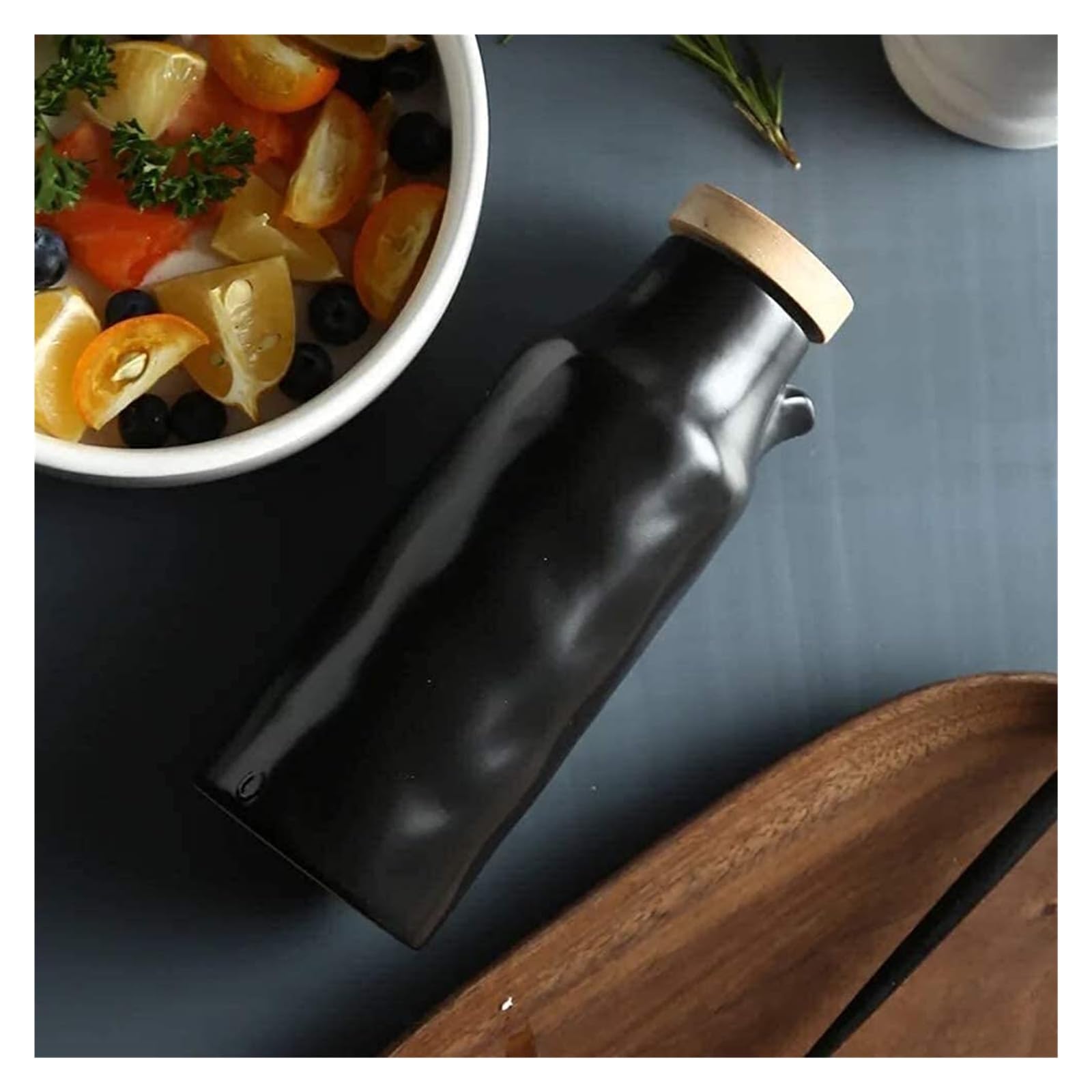 Set Olio e aceto Bottiglia Dispenser for Olio d'oliva, ampolla for Olio e aceto, Bottiglie for Dispenser for Olio e aceto in Ceramica for la casa Oliera(Noir)