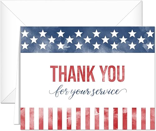 Miniatura 7 de Tarjetas de felicitación patrióticas de agradecimiento/125 tarjetas de agradecimiento estadounidenses con sobres blancos/tarjetas de agradecimiento