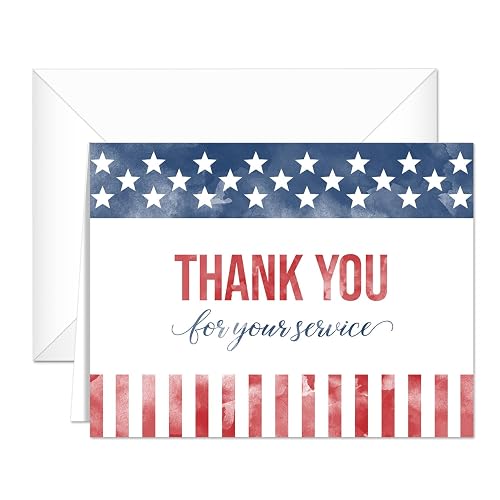 Patriotic Thank You For Your Service Cards / 125 Bulk