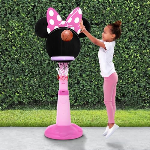 Image of Minnie Mouse Plastic Basketball Set by Delta Children - Includes Basketball Hoop, 1 Basketball and Ball Pump